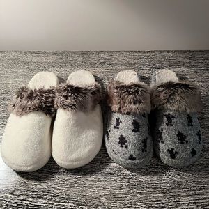 Two pair of Pottery Barn Slippers